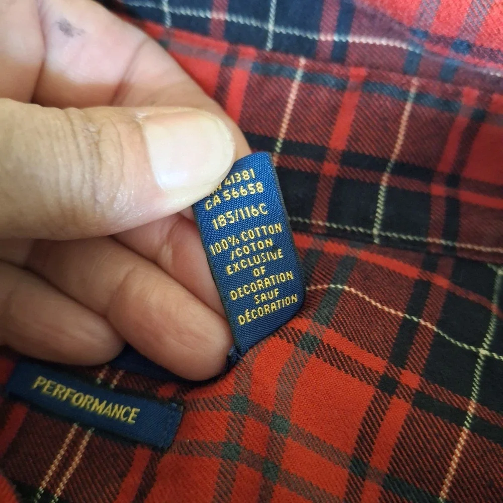 Polo Ralph Lauren Performance Flannel Mens 3XB Shirt Red Plaid Tartan Lumberjack